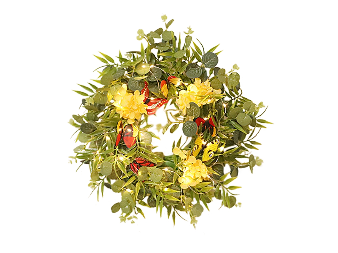 Laxiscreed Guirlanda De Flores Artificiais Com Borboletas E Luzes Led, Funciona Com Pilhas Aa