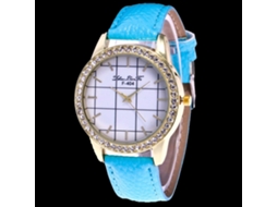 Relógio de pulso feminino casual Zhoulianfa com cristais azul-claro e mecanismo de quartzo.