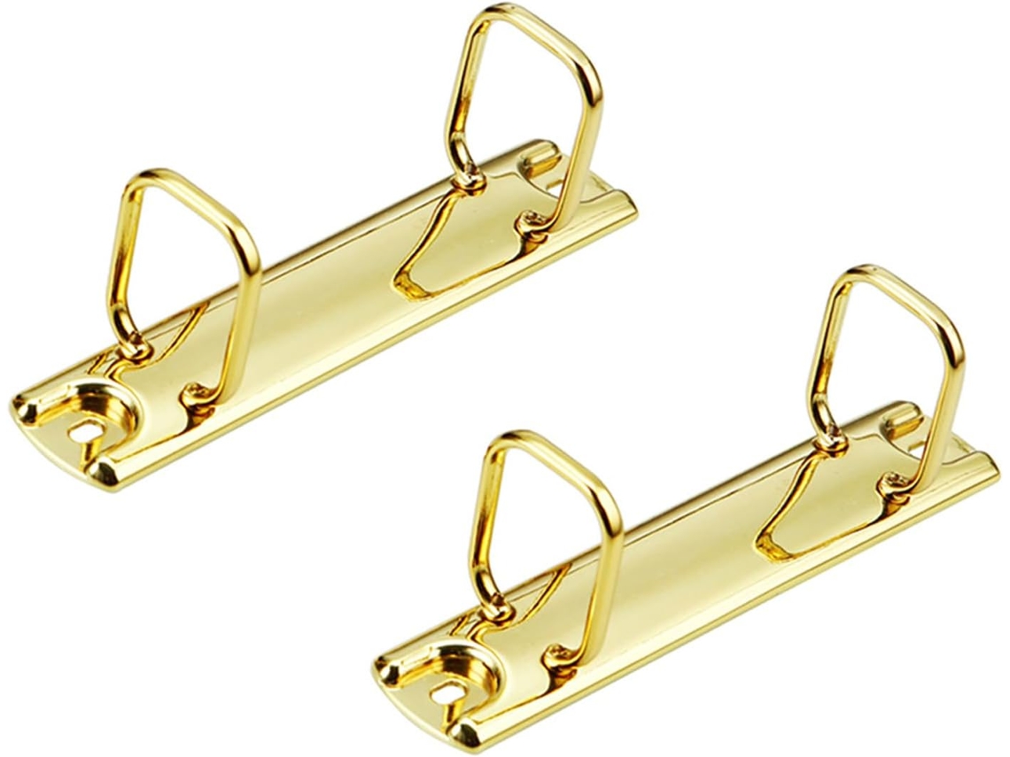 Conjunto de 2 prendedores de corrente de metal resistentes, anéis quadrados com duas dobras para organização de documentos.