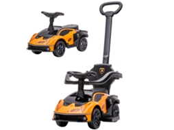 Carro infantil Lamborghini 2 em 1 com barra de apoio, barreira de segurança, volante, buzina, PP metálico laranja 86,5x40x89,5 cm preto S/MARCA