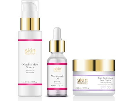 Coffret de Rosto SKIN RESEARCH K3 Sérum Niacinamide + Óleo + Creme Dia Sun Protection SPF 30