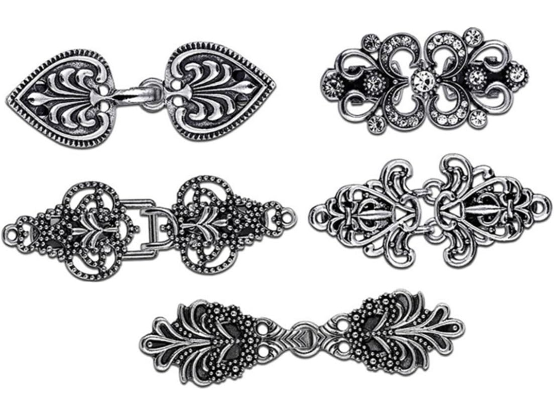 Conjunto De 5 Prendedores De Xale Vintage Para Suéteres E Cardigãs, Acessórios Em Metal Prateado.