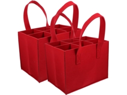 Ciieeo De 2 Capas De Feltro Vermelho Para Garrafas De Vinho Com 6 Compartimentos E Divisórias