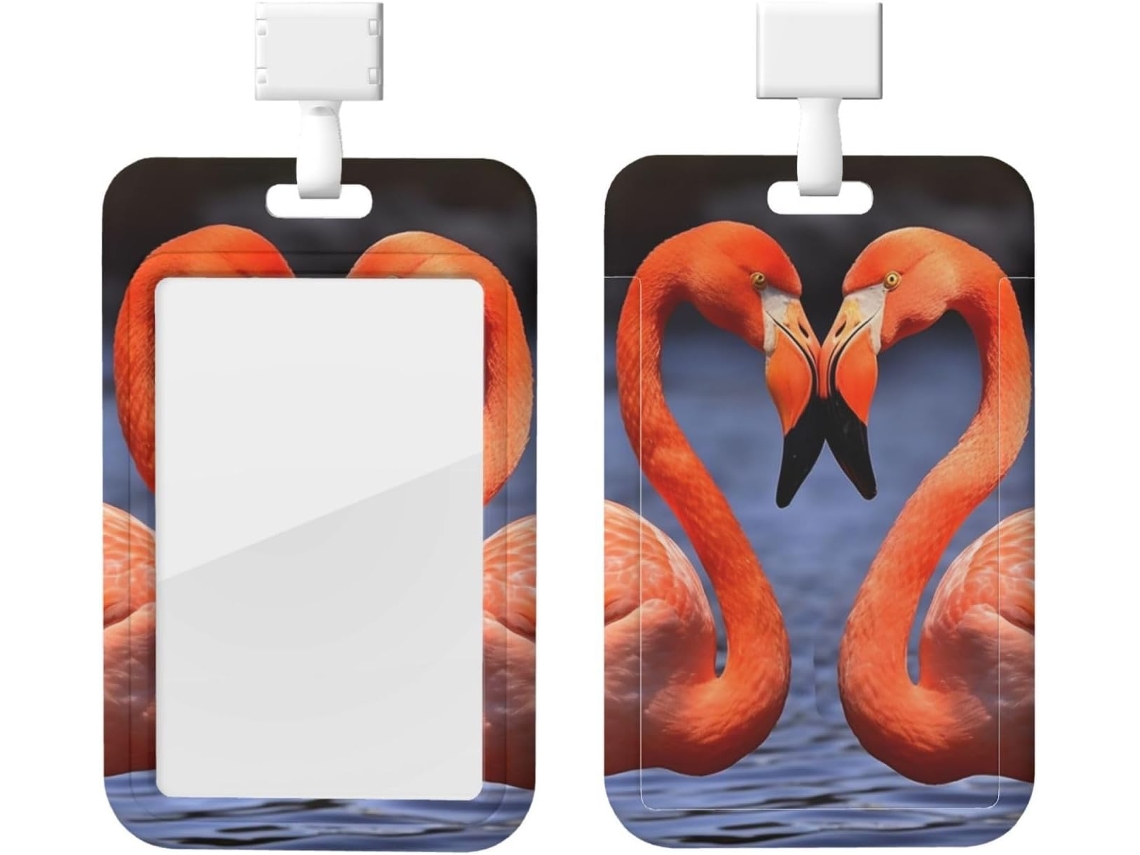 Porta-cartões de visita Flamingo Crachá, protetor de Crachá com cordão, camada plástica impermeável, porta-cartões de visita.