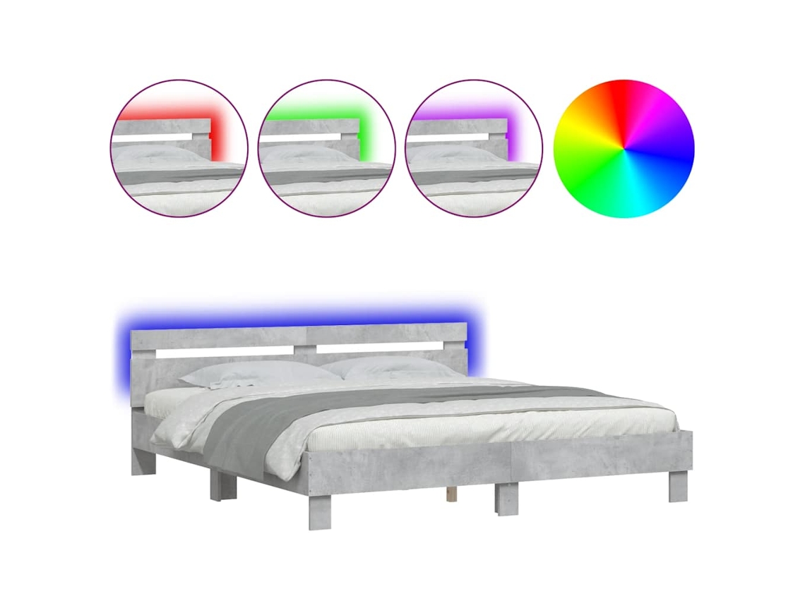 Bed Frame, Bed Frames Vidaxl Cinzeto Madeira Processada (200 X 200 Cm)