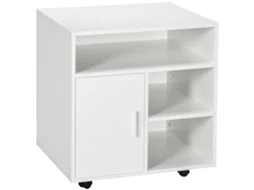 Suporte para Impressora Organizador de Mesa Pedestal Porta do Armário 3 Nichos + Bandeja Grande de Aglomerado Branca Ge