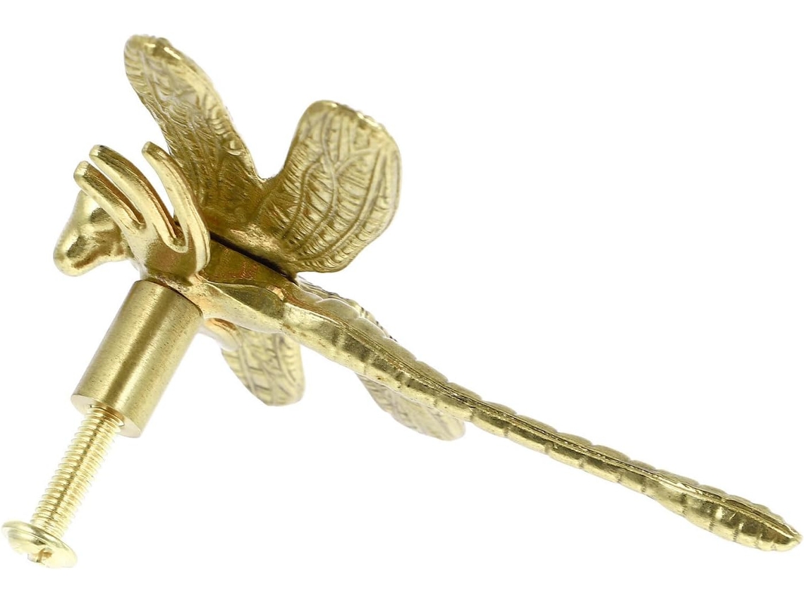 Puxador Decorativo Para Porta De Armário Em Cobre Com Libélula, Dourado