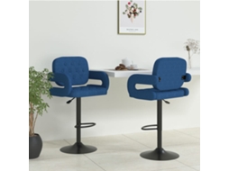 Vidaxl Bancos De Bar 2 Pcs Tecido Azul