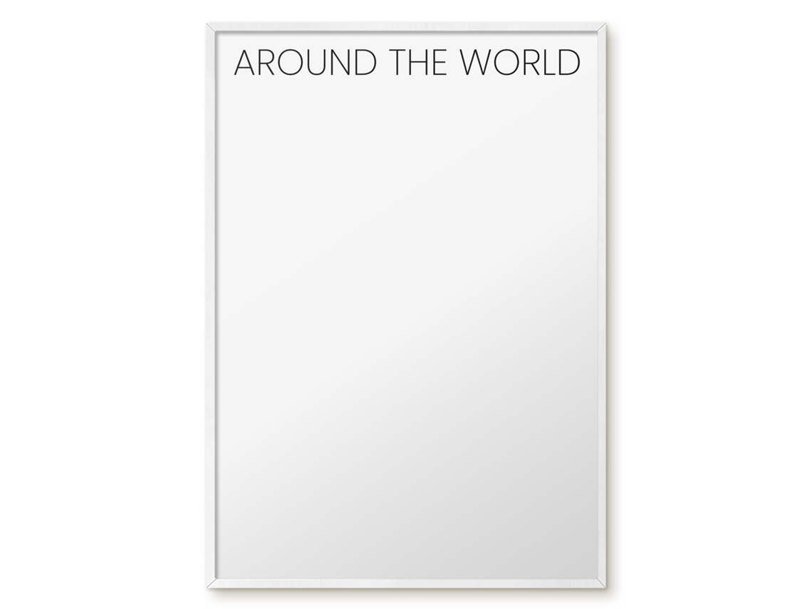 Quadro de vidro magnético "Volta ao Mundo" para o Hall Espelharte (70x100 cm)