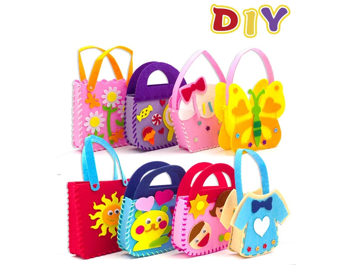 Mali 8pcs/set Brinquedo de Bolsa Infantil Diy Cartoons em Têxtil Não Tecido