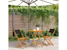 Vidaxl 3 Pcs Conjunto De Bistrô Polipropileno/madeira Maciça Preto