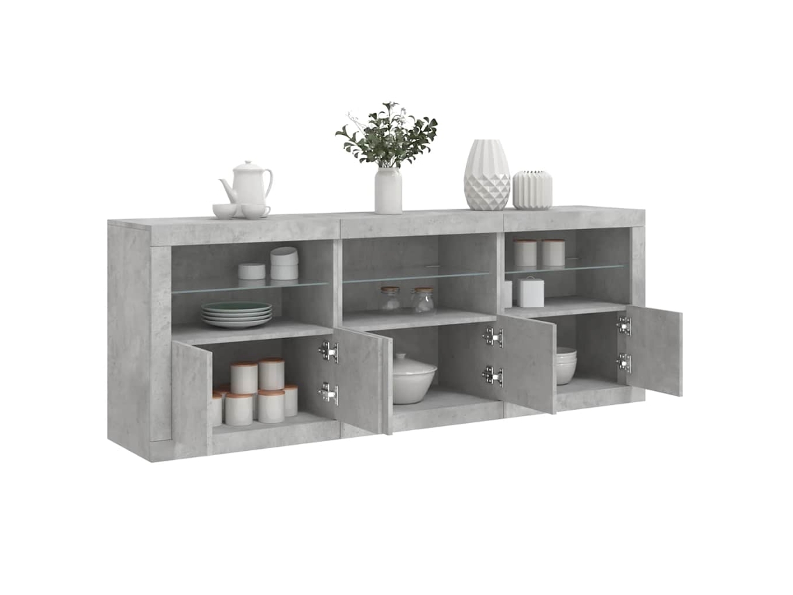 Vidaxl Aparador Com Luzes Led 181,5x37x67 Cm Cinzento Cimento