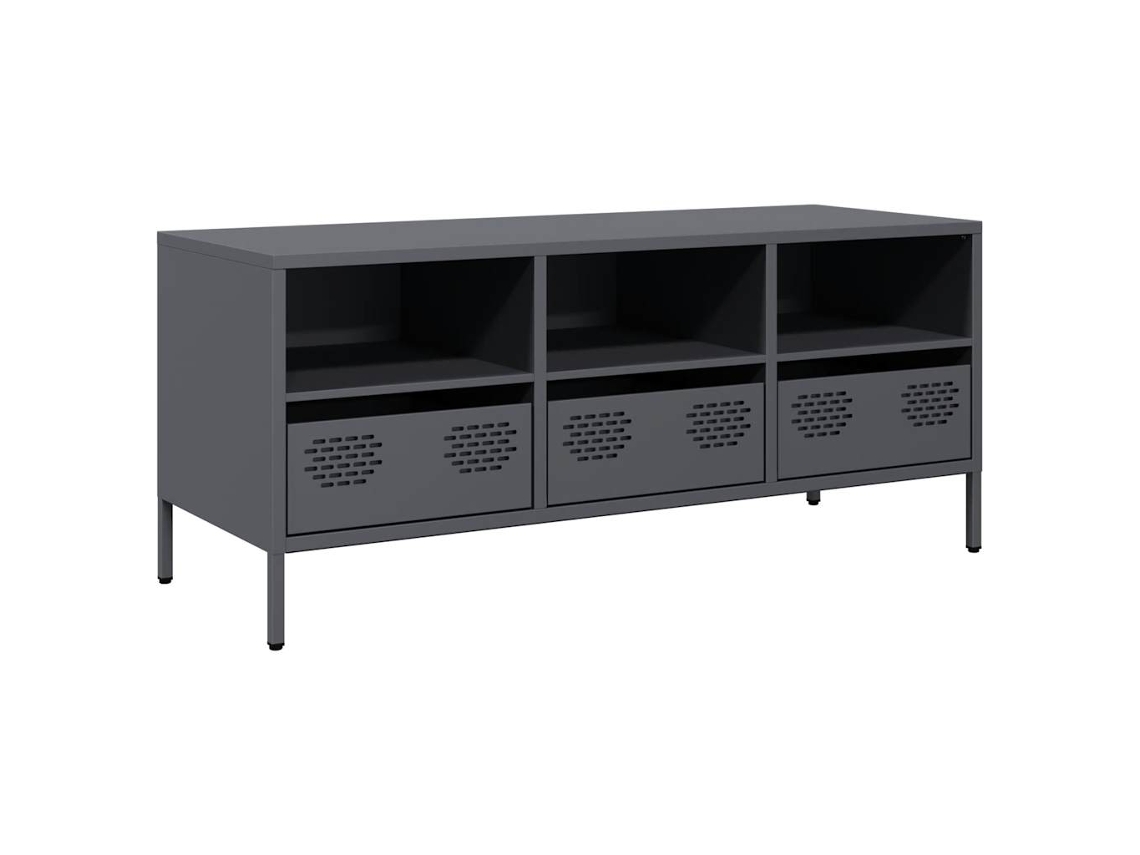Móvel para TV em aço laminado a frio na cor antracite (101,5 x 39 x 43,5 cm) - MAISON EXCLUSIVE