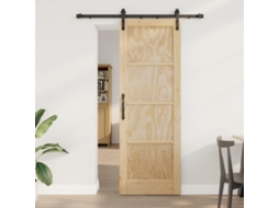 Vidaxl Porta Deslizante Natural 73,5 X 211 Cm Madeira De Pinho Maciça