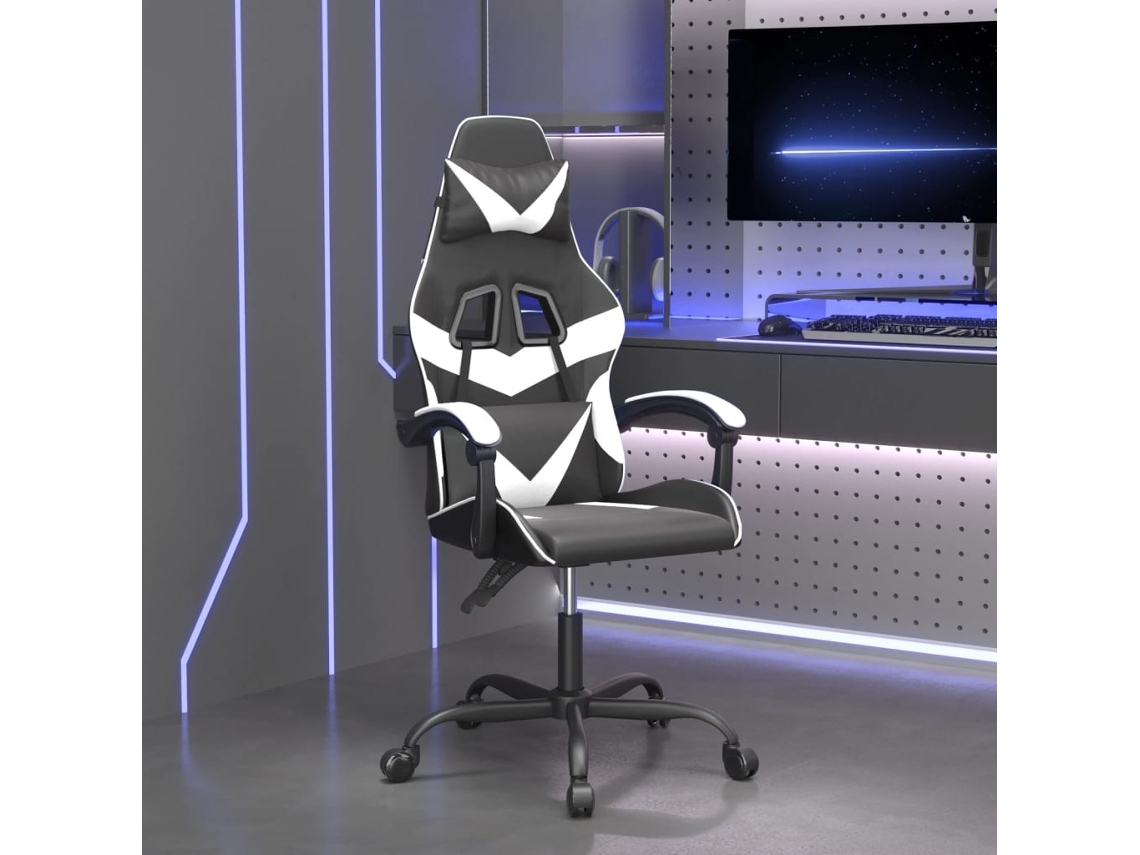 Vidaxl Cadeira Gaming Giratória Couro Artificial Preto E Branco