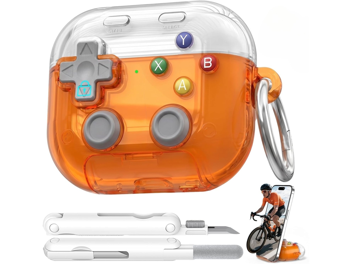 Capa para Airpods Pro 2 com Trava de Segurança e Suporte para Celular Laranja PANOONA