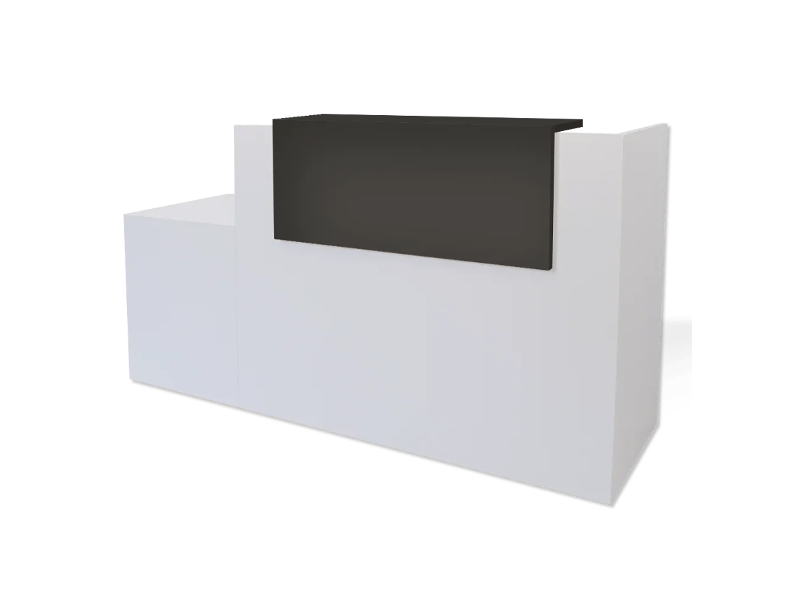 Balcão De Recepção Básico, 80 Cm, Adaptado Para Pessoas Com Mobilidade Reduzida. Direita. 117,5 X 280 X 65 Cm. Cinza Grafite. Ofilike