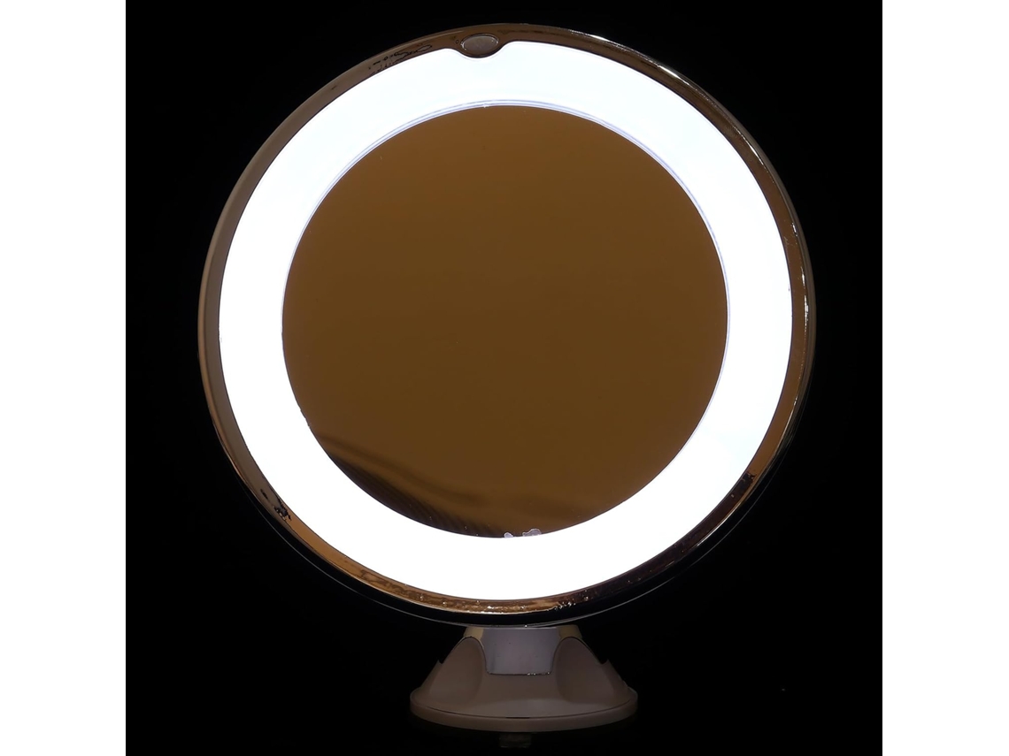 Espelho De Led Com Aumento De 10x E Ventosa Potente, 18 Cm (7 Polegadas), Para Banheiro.