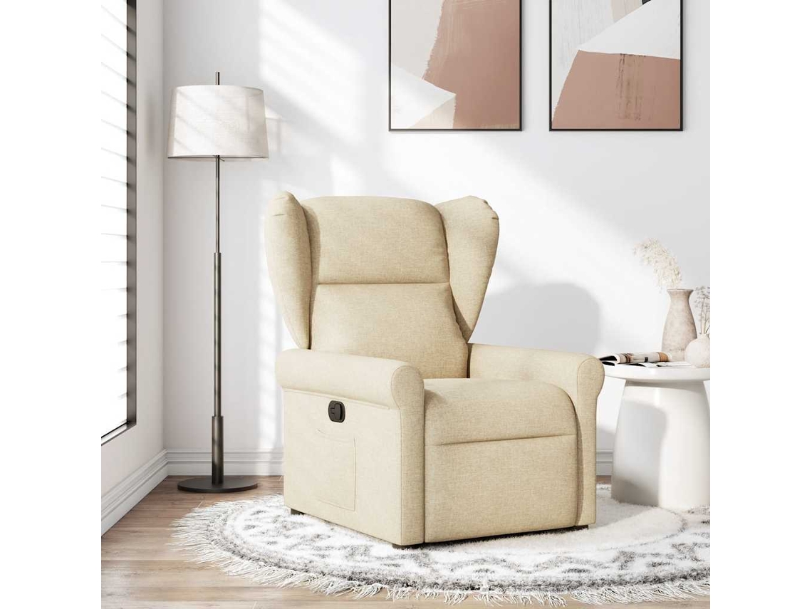 Vidaxl Poltrona Reclinável Tecido Cor Creme