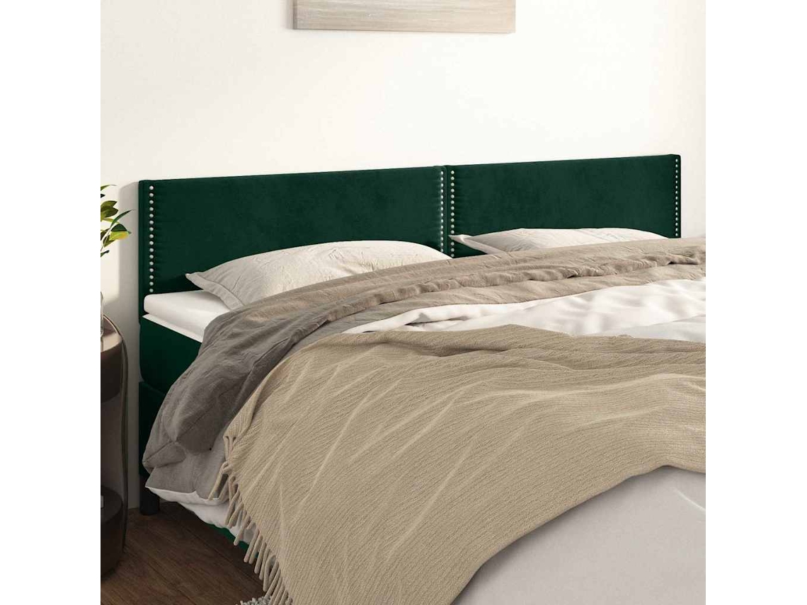 Vidaxl Cabeceiras Verde-escuro 200x5x78/88 Cm Veludo