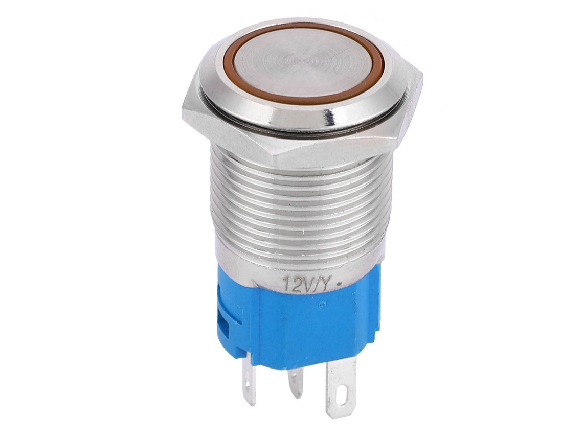 Chave De Pressão Led 16mm Auto-reset 1no 1nc 5pin 5v Amarela Para Modificação De Carro