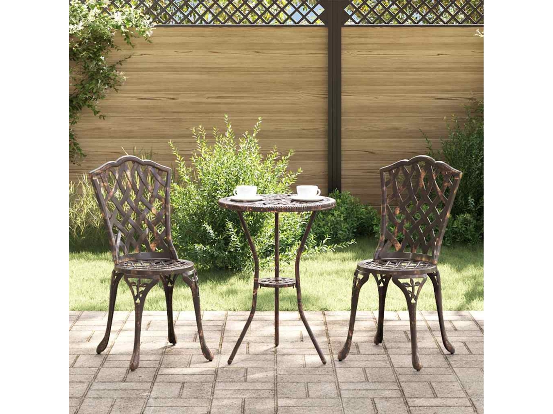 Vidaxl Conjunto Bistro De Jardim 3 Unid. Bronze Alumínio