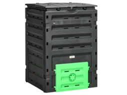 Compostor De Jardim De 450 Litros, Com 80 Orifícios De Ventilação E 2 Portas Deslizantes, 69 X 71 X 103 Cm, Preto.