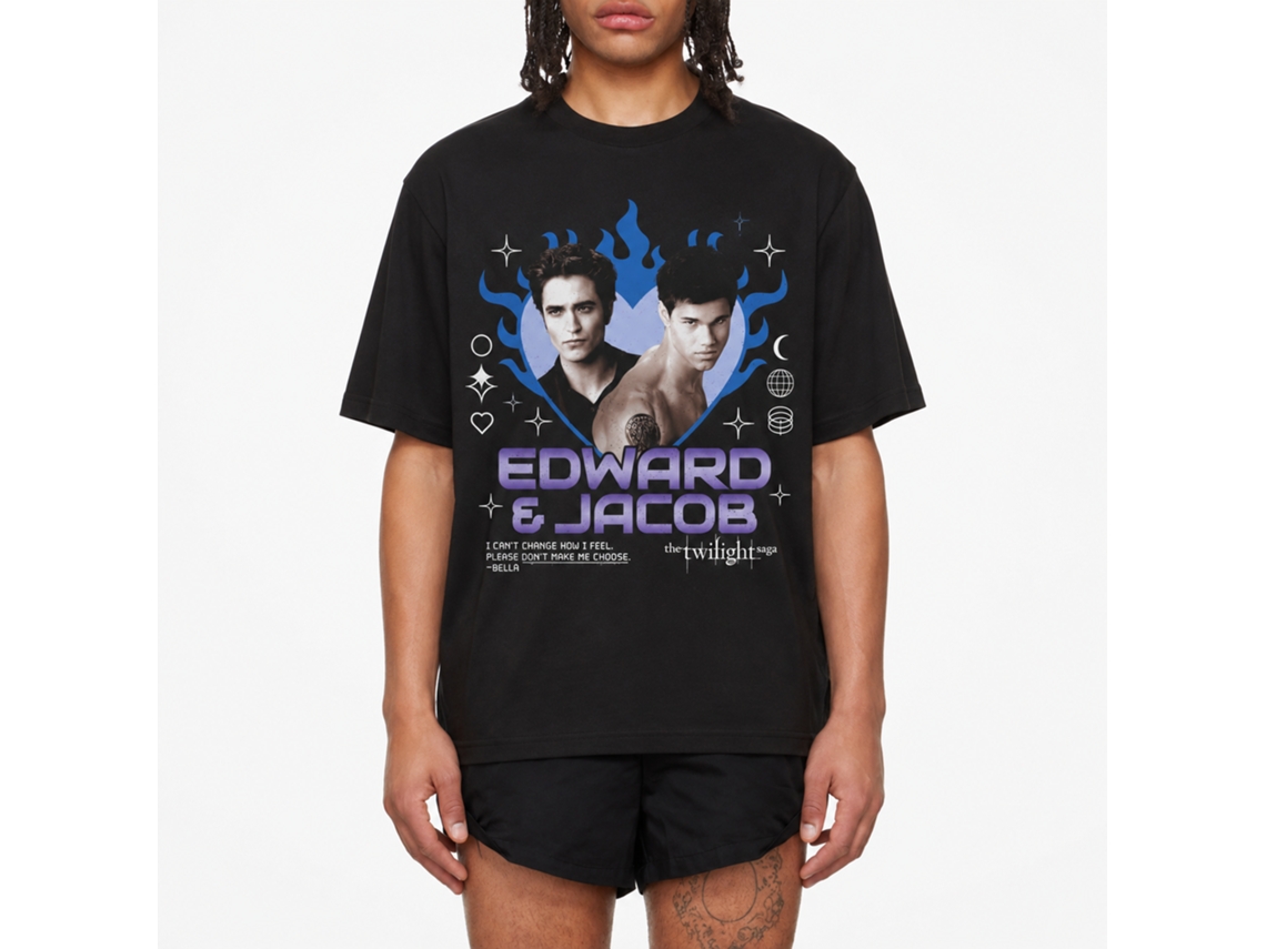 Rockinstone Twilight Edward Jacob Y2k Inspired Black T-shirt Size:xxxl