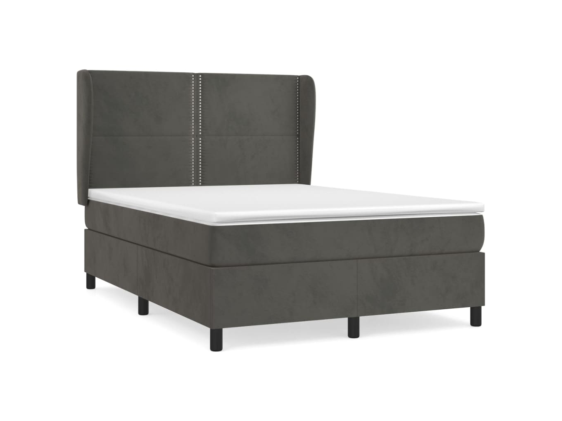 Cama com Molas e Colchão Veludo Cinzento Escuro MAISON EXCLUSIVE (140x200 cm)