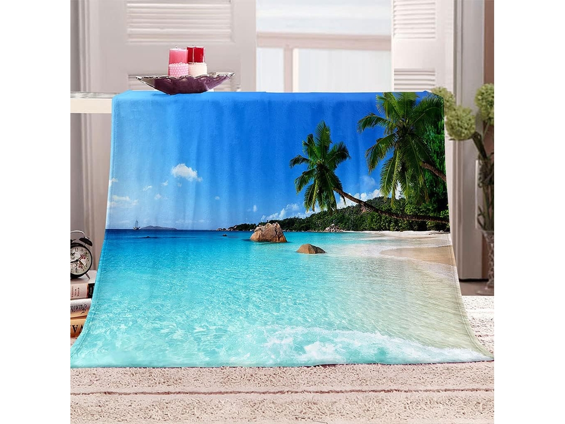 Manta com Estampa 3d de Paisagem em Microfibra 180x220cm