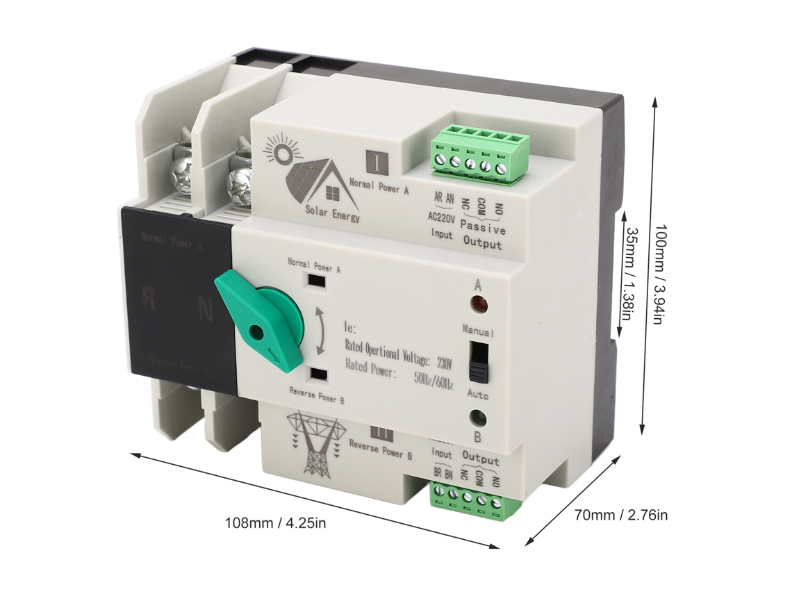 Laxiscreed Comutador De Transferência Automático Ac230v Para Duas Fontes De Energia De Forma Rápida