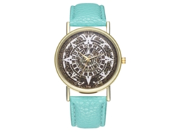Relógio de Pulso Analógico de Quartzo com Pulseira de Pu Fashion Cor Mintcream