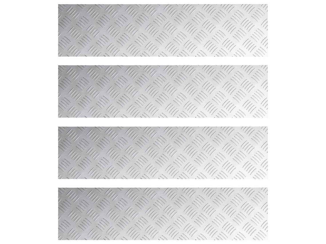Conjunto 4 Degraus De Escada Vidaxl Prateado Alumínio (100 X 25 Cm)