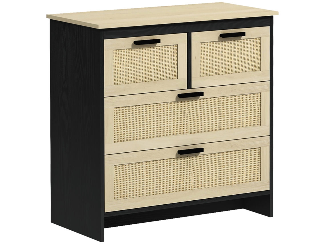 Cômoda 4 Gavetas em Rattan BTFORUS (80x38x80cm)