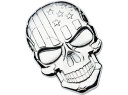 Adesivo Decorativo Em Metal Prateado Com Esqueleto E Bandeira Americana Moderna.