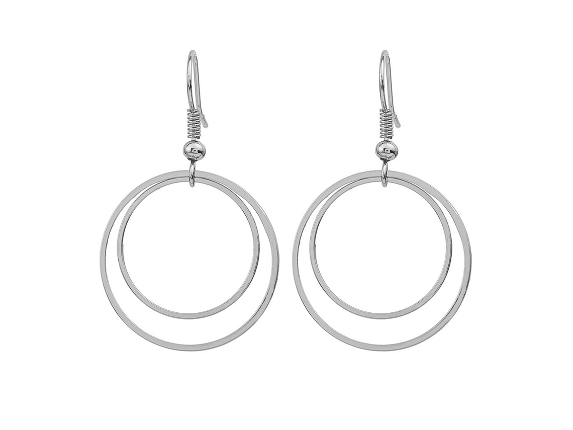 Brincos Pendentes Liga Duplo Círculo Acessório Feminino Simples