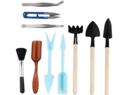 Topbathy Conjunto de 10 Peças Ferramentas para Cultivo Plantas Besportble, Mini Jardim, Pá Pequena, Ferro e