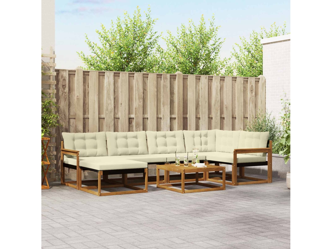 Vidaxl Conjunto De Sofás Para Exterior 19 Pcs Natural E Creme