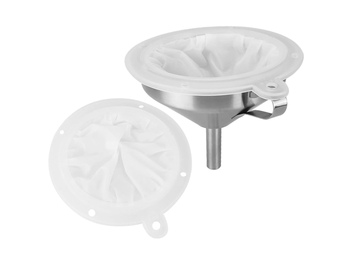 Conjunto De Funil Grande Metal Lurrose, Aço Inoxidável 304, Filtro Removível Para Uso Culinário E Comercial, Prático