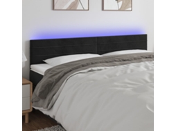Cabecero de terciopelo con luces LED 200x5x78/88 cm Negro