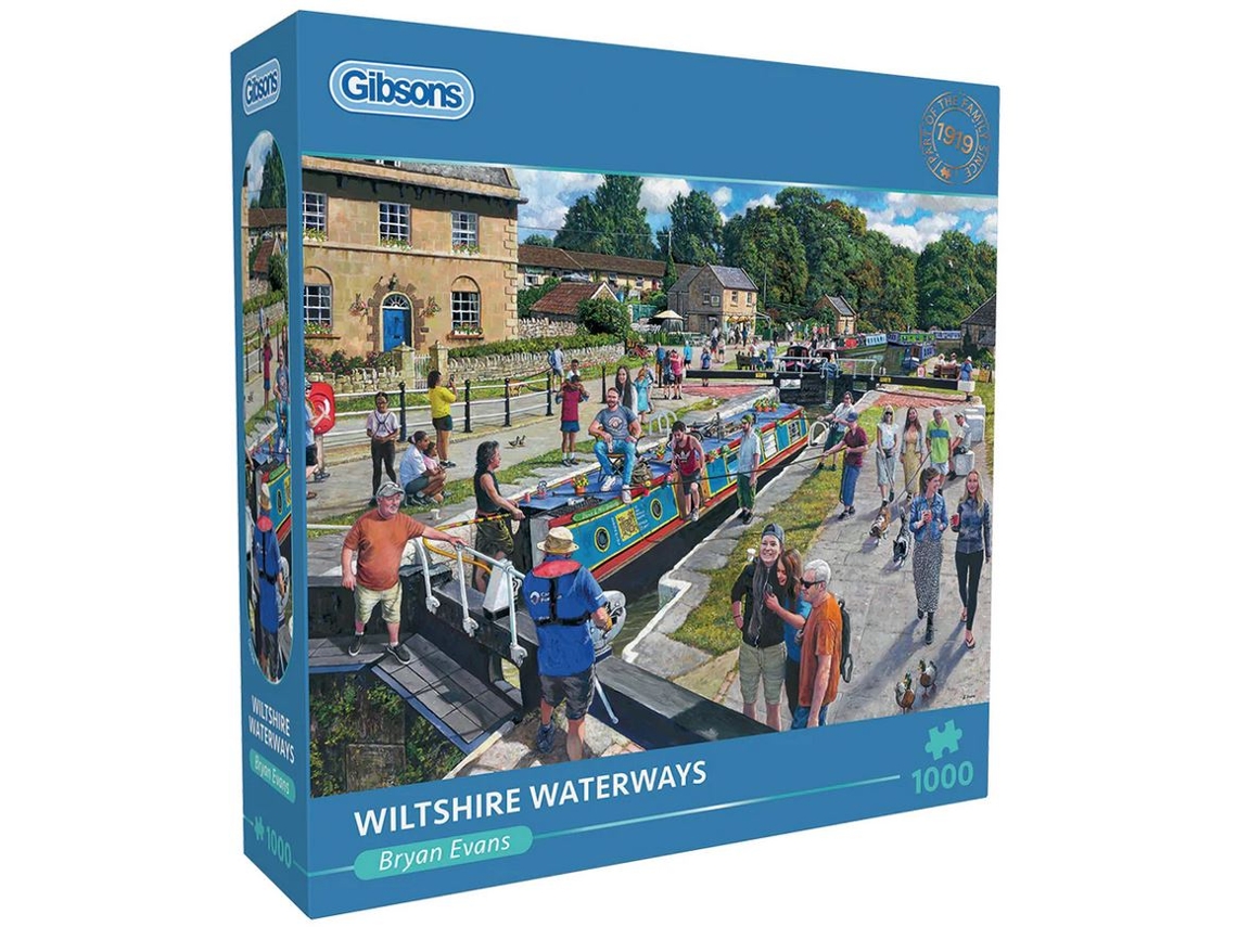 Quebra Cabeça Gibsons Wiltshire Waterways De 1000 Peças Em Papelão Para Adultos