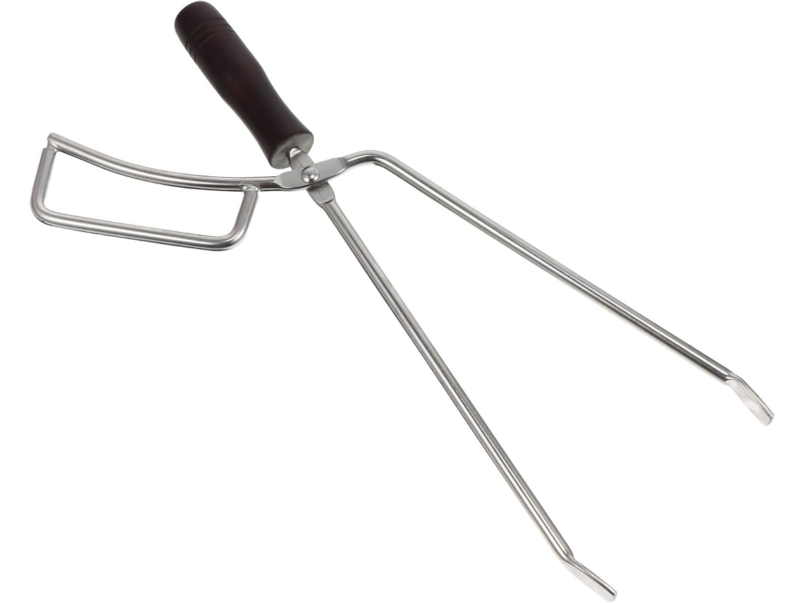 Pinça Para Churrasco Ao Ar Livre Em Aço Inoxidável Com Cabo Ergonômico Madeira Maciça De Faia, Prática E Longa Para