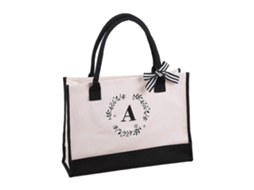 Bolsa de Lona com Inicial, Compras, Ombro Dobrável Versátil para Meninas e Mulheres, Moderna Estilosa. GOKOCO