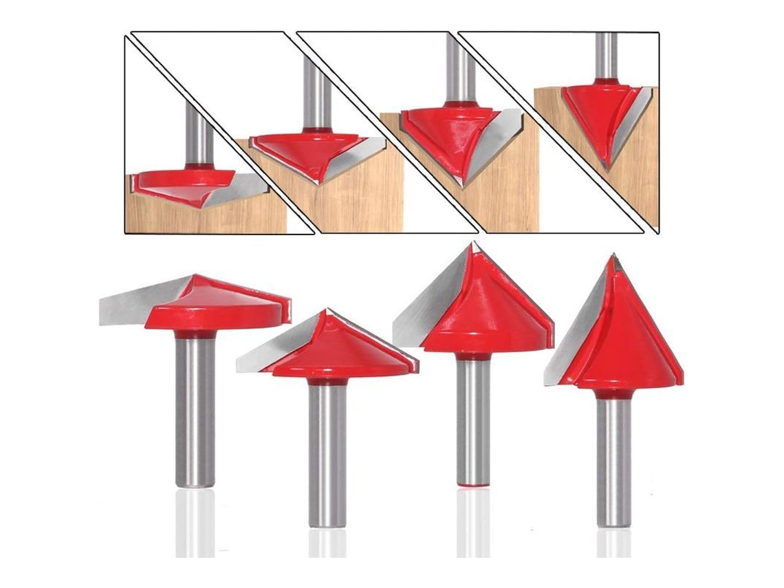 Cortador de Ranuras em V 6 Peças, 60° 90° 120°, Hacha 8mm para Madeira, CNC, Grabado com S/MARCA