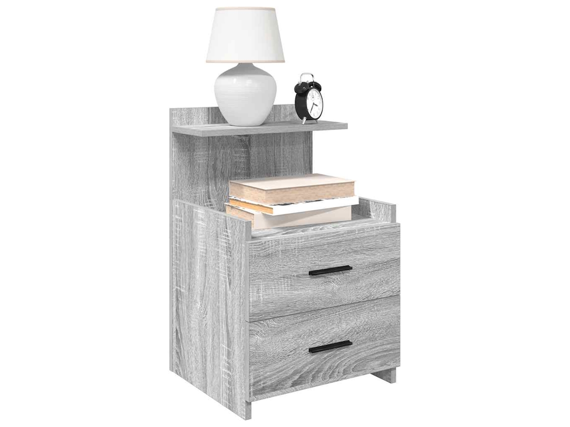 Vidaxl Mesas De Cabeceira 2 Peças Com 2 Gavetas Cinza Sonoma 40x36,5x62 Cm