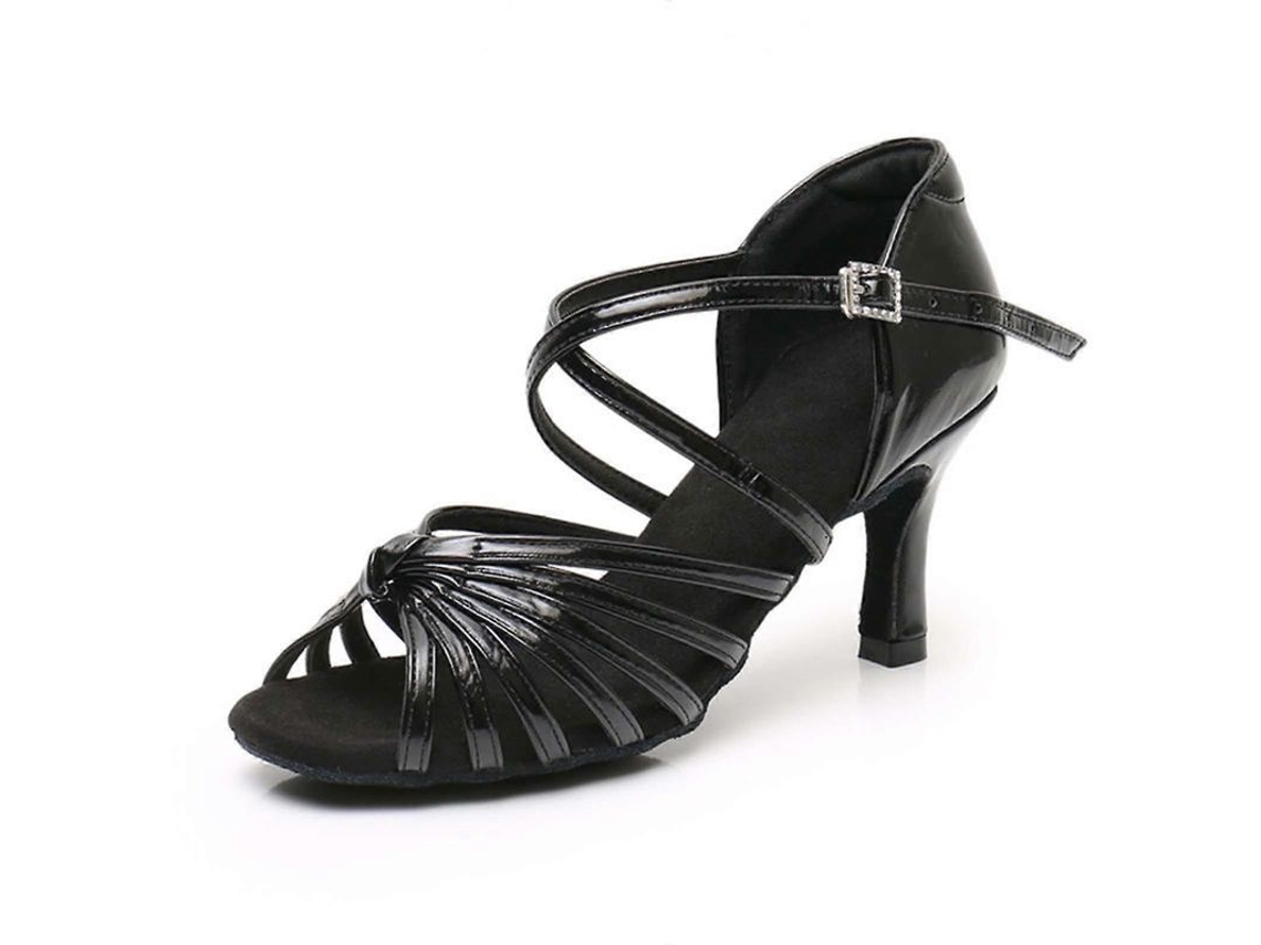Tênis de dança de salto alto para iniciantes, com sola antiderrapante e confortável, preto, 7 cm