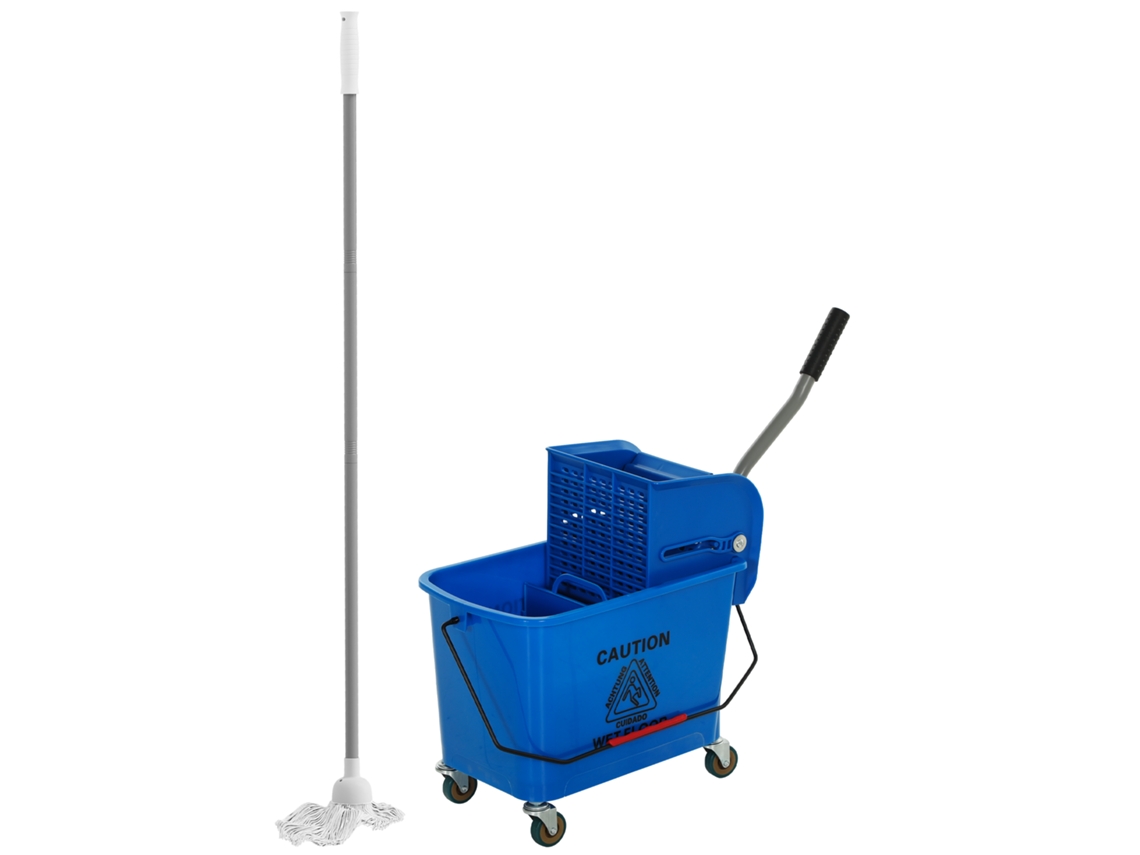 Balde de Esfregão com Painel Separador do Drenador e Capacidade Das Rodas 20l para Limpeza Doméstica 45x26,5x70 Cm Azul Ge