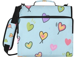 Organizador com design animado e coração azul, 3,8 cm, 1,5 polegadas, 3 argolas com altura, várias bolsas, organizador.