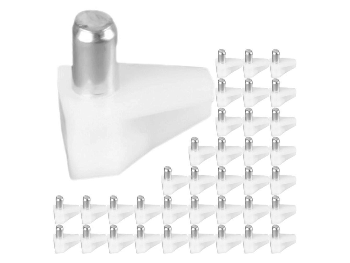 100 pinos de suporte de estante, aço e plástico, 1,63x1,59x1,02cm, branco | S/MARCA