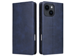Capa Bloqueio Rfid Para Iphone 14/13 Pele Sintética Com Porta-cartões Azul